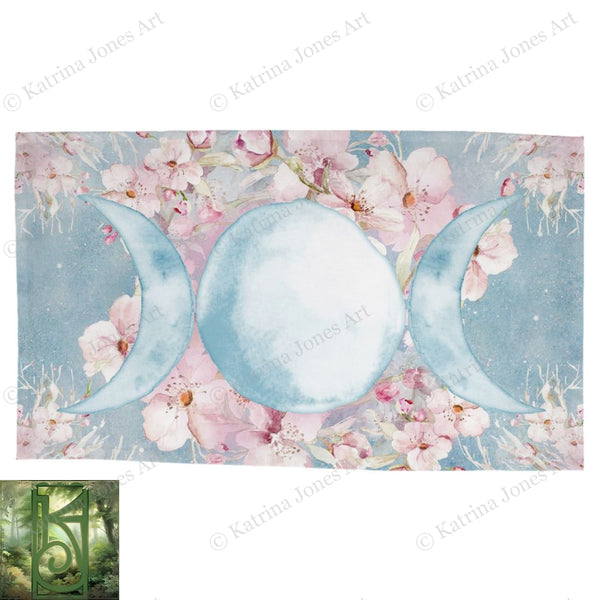 Spring Blossom Triple Moon Altar Cloth Flower Tarot Rec