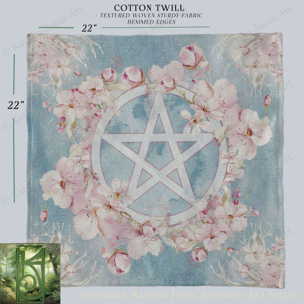 a picture of a flower and a pentagramil on a blue background