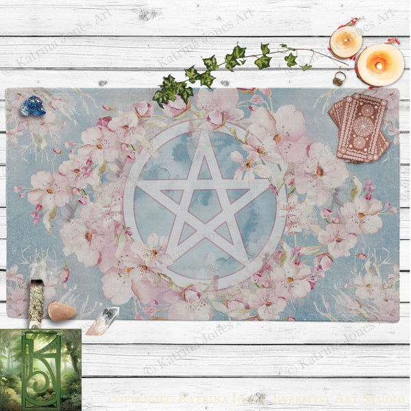 a picture of a pentagram surrounded by flowers and candles