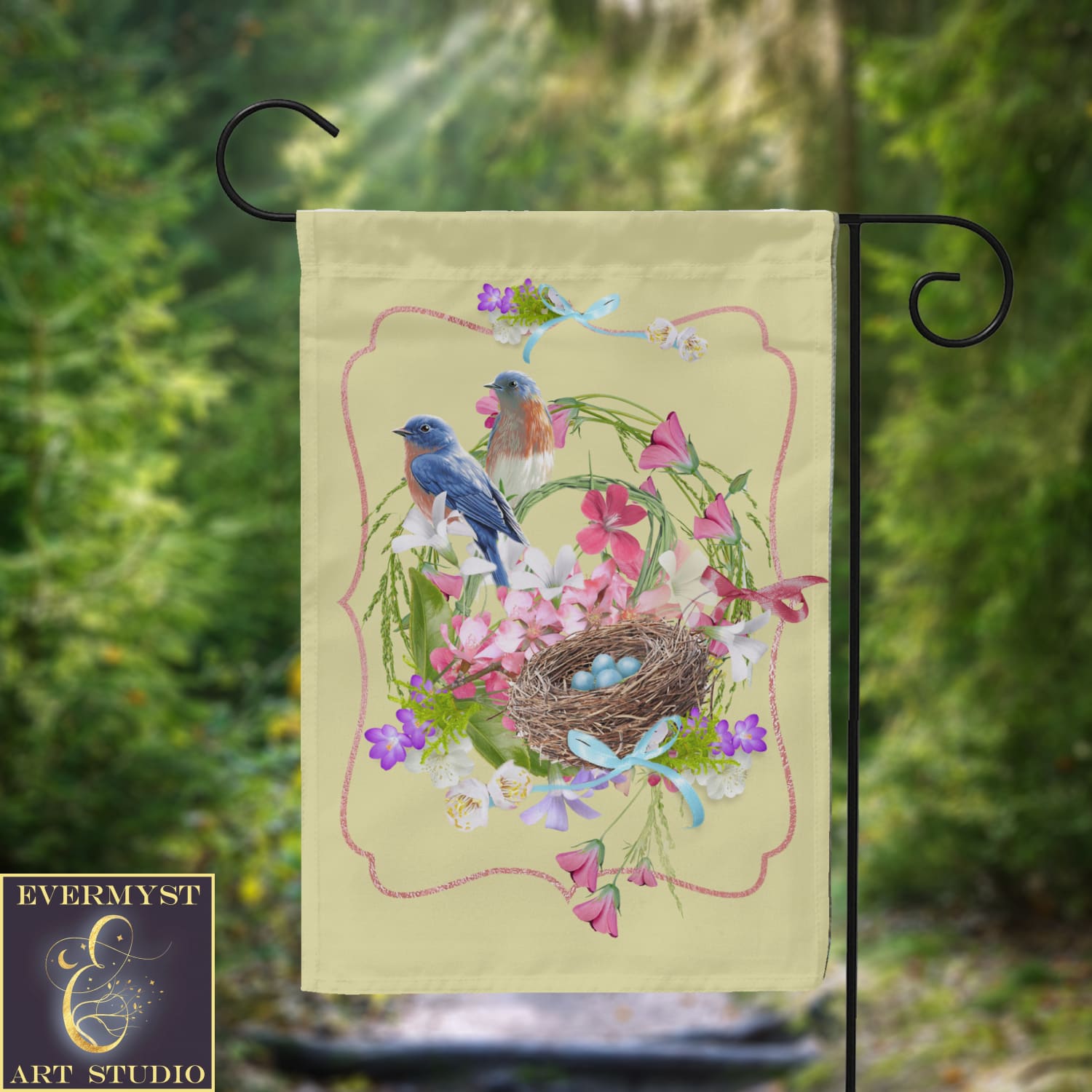 Spring Garden Flag Ostara Flowers Birds Yard Banner Sign