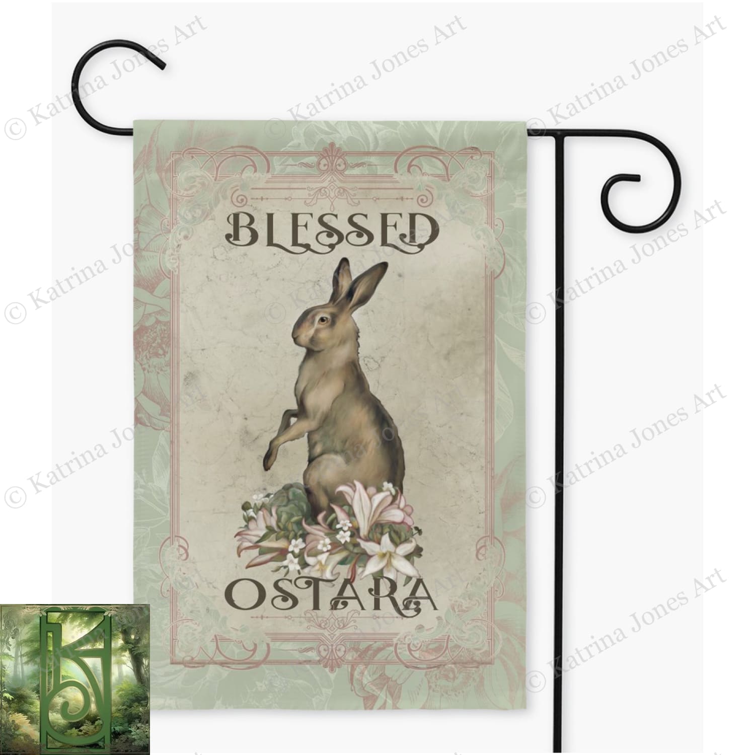 Spring Garden Flag - Rabbit Hare Decor Pagan Wicca Outdoor Decoration Single / 12X18 Inch