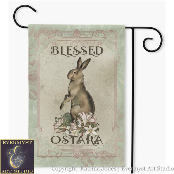 Spring Garden Flag - Rabbit Hare Decor Pagan Wicca Outdoor Decoration Single / 18.325X27 Inch