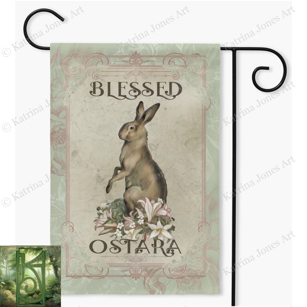 Spring Garden Flag - Rabbit Hare Decor Pagan Wicca Outdoor Decoration Single / 18.325X27 Inch