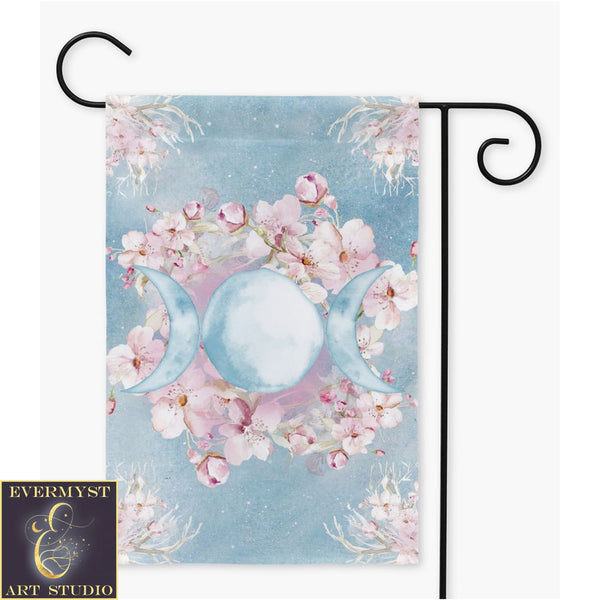 Spring Garden Flag - Wicca Triple Moon Ostara Decoration