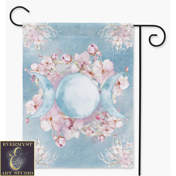 Spring Garden Flag - Wicca Triple Moon Ostara Decoration