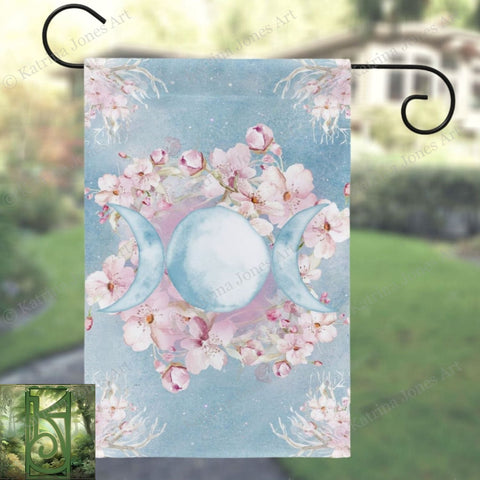 Spring Garden Flag - Wicca Triple Moon Ostara Decoration