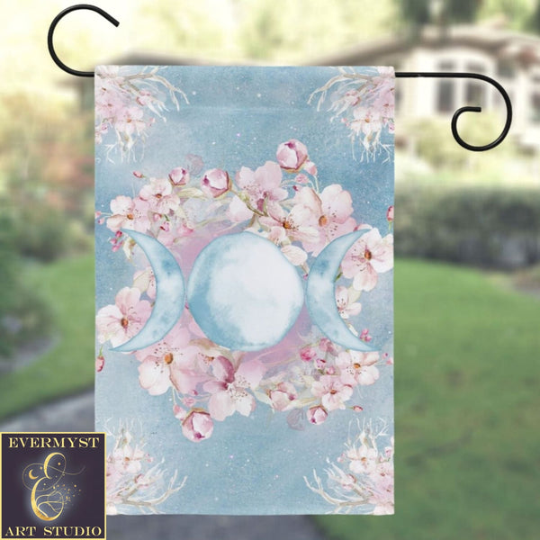 Spring Garden Flag - Wicca Triple Moon Ostara Decoration