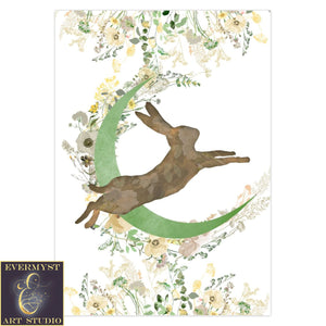 Spring Hare Moon Greeting Card Ostara Easter Bunny Notecards 10 Cards