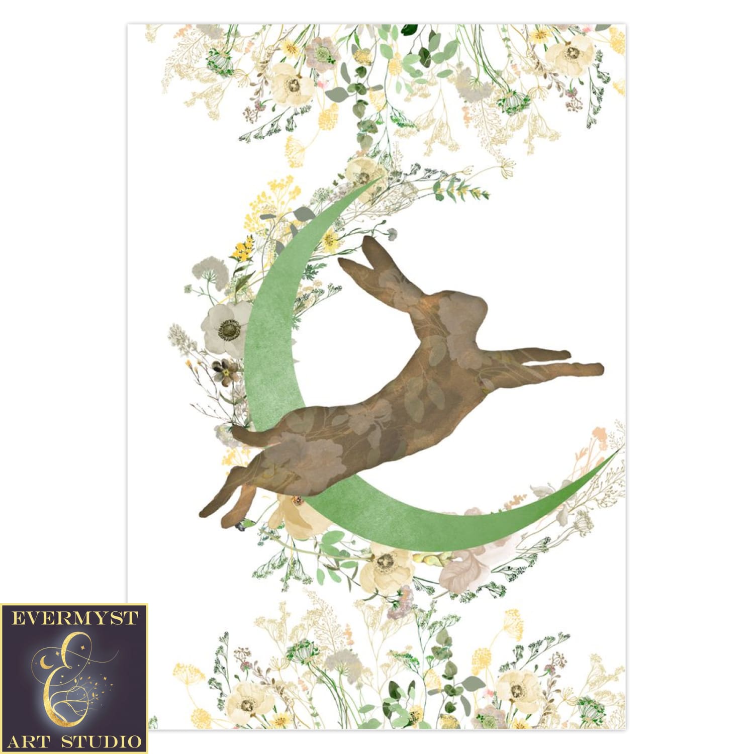 Spring Hare Moon Greeting Card Ostara Easter Bunny Notecards 1