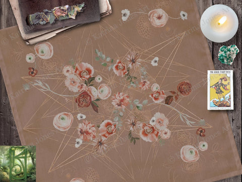 Boho Tarot And Crystal Cloth For Nature Altars - Earth Toned Witchcraft Vibes Altar Square