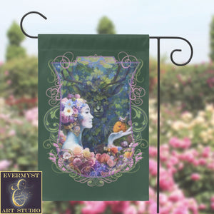 Summer Fantasy Garden Flag - Witchy Pagan Decoration Single / 12X18 Inch