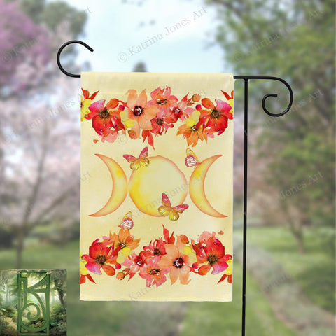 Summer Floral Garden Flag - Pagan Wicca Witch Litha Decoration