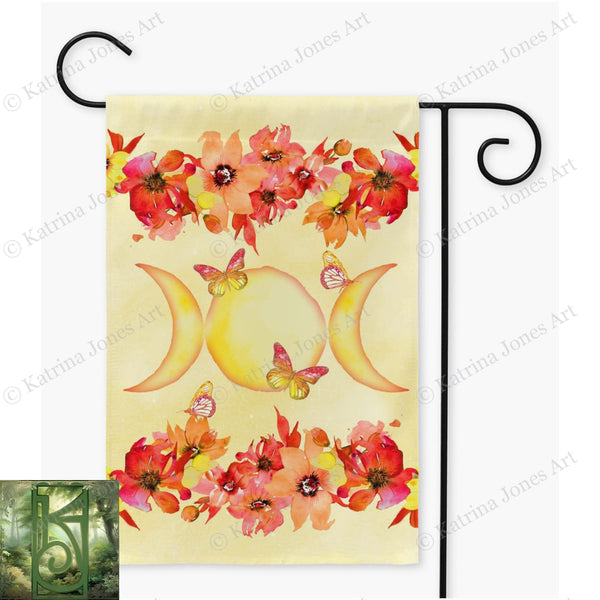 Summer Floral Garden Flag - Pagan Wicca Witch Litha Decoration