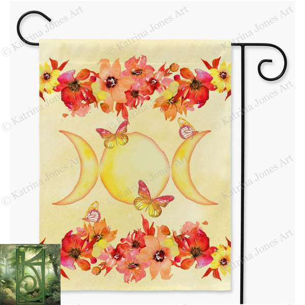 Summer Floral Garden Flag - Pagan Wicca Witch Litha Decoration