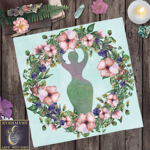 Summer Flowers Altar Cloth - Abundance And Goddess Wicca Decor Tarot Square