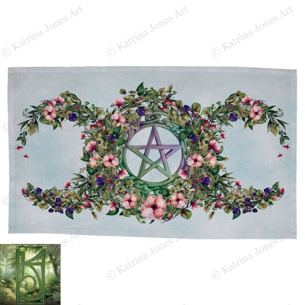 Summer Fruits Botanical Triple Moon Altar Cloth Altar Cloth Rec