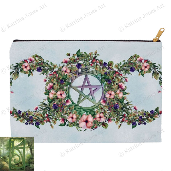 Summer Fruits Botanical Triple Moon Accessory Pouches Vintage Design Witch Wicca Pagan Decor