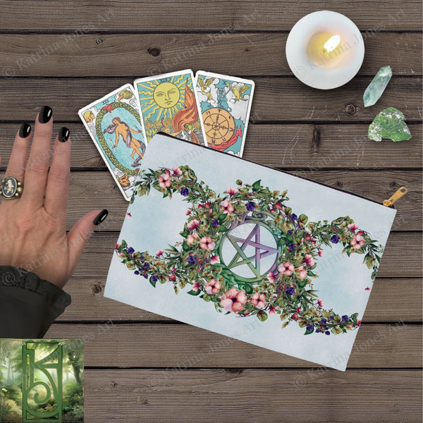 Summer Fruits Botanical Triple Moon Accessory Pouches Vintage Design Witch Wicca Pagan Decor