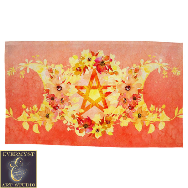 Summer Pentacle Altar Cloth Witch Litha Pagan Tarot Mat Altar Cloth Rec