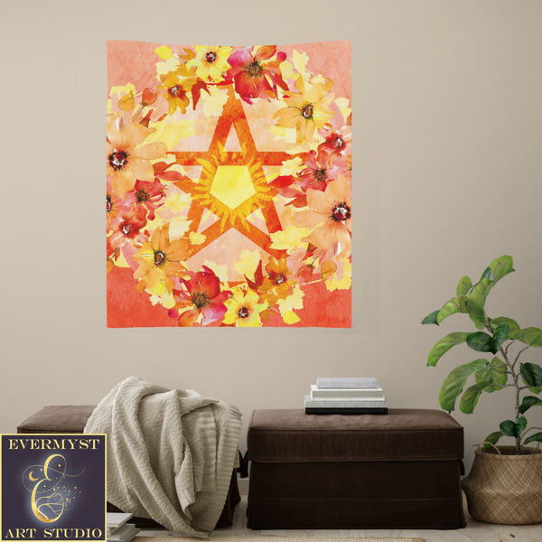 Summer Sun Pentacle Altar Or Tarot Cloth - Wicca Witch Pagan Decor Square