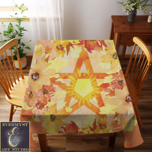 Summer Sun Pentacle Altar Or Tarot Cloth - Wicca Witch Pagan Decor Square