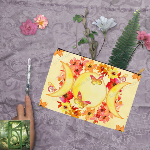 Summer Sun Triple Moon Litha Solstice Accessory Pouches Vintage Design Witch Wicca Pagan Decor