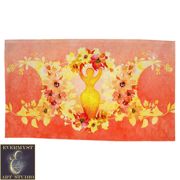 Sun Goddess Altar Cloth Witch Wicca Tarot Mat Beltane Decor Rec