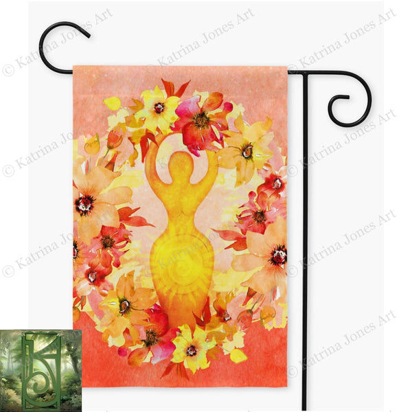 Sun Goddess Litha Garden Flag - Wicca Pagan Summer Solstice Decoration