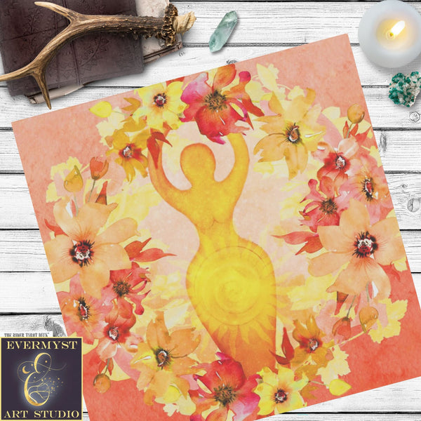 Sun Goddess Tarot Cloth For Litha Altars - Pagan Decor And Witch Gift Altar Square