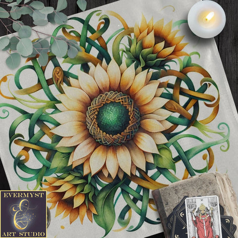 a painting of a sunflower on a table