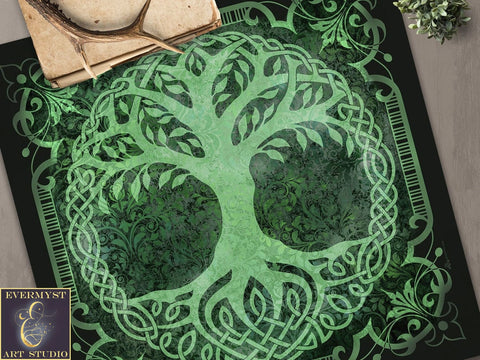 Tarot Altar Cloth - Tree Of Life Wicca Pagan Ritual Celtic Theme Square