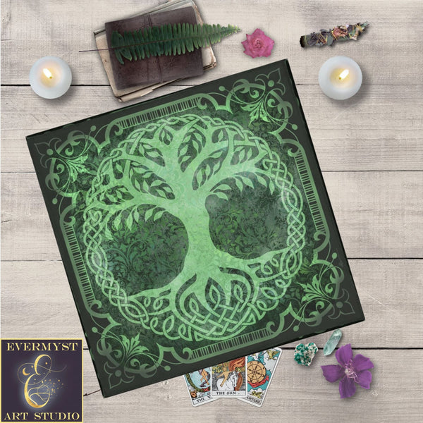 Tarot Altar Cloth - Tree Of Life Wicca Pagan Ritual Celtic Theme Square