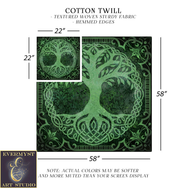 Tarot Altar Cloth - Tree Of Life Wicca Pagan Ritual Celtic Theme 22X22 Inch Twill Square