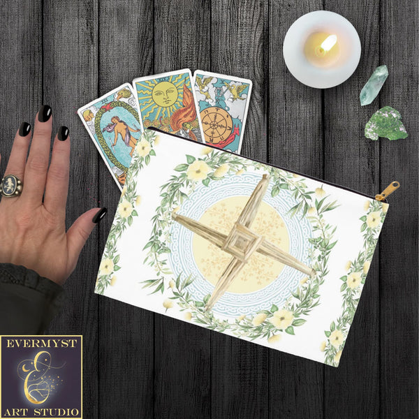 Brigid Cross Accessory Pouches Vintage Design Witch Wicca Pagan Decor Spring Imbolc Zippered Tarot