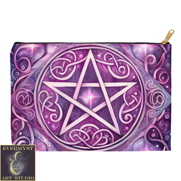 Accessory Pouch Element Of Spirit Pentacle Wicca Pagan Witch Pouches Bag 12.5X8.5 Inch W/ Black