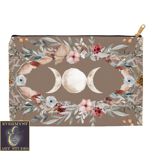 Harvest Moon Accessory Pouches Vintage Design Witch Wicca Pagan Decor Zippered Tarot Bag Pouch