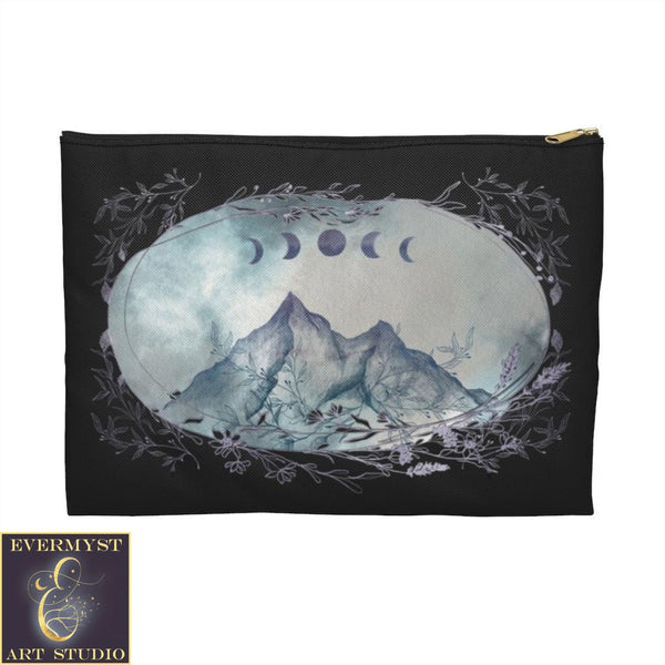 Magical Moon Mountain Accessory Zippered Pouch Purse Tarot Oracle Deck Makeup Zip Cosmetic Bag Dark