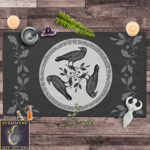 Tarot Cloth Altar Celtic Raven Nordic Pagan Decor Rec