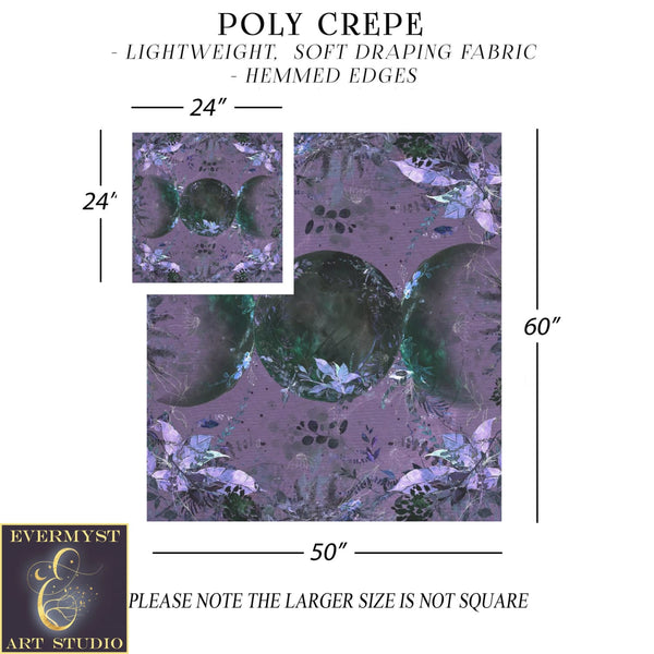 Triple Moon Altar Cloth And Samhain Tarot Decor In Witchy Black Violet Square