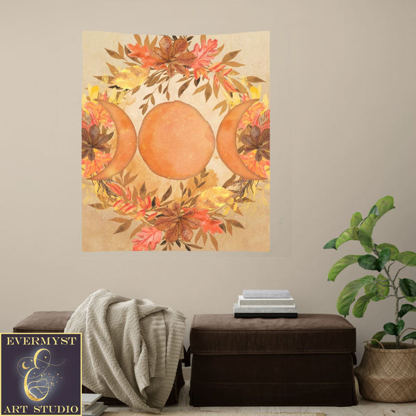 Triple Moon Altar Cloth - Fall Autumn Equinox Tarot Accessory Square