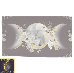 Triple Moon Altar Cloth - Purple Soft Flowers Wicca Pagan Design Cotton Twill Rec