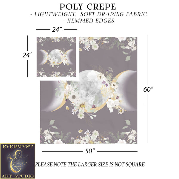 Triple Moon Altar Cloth - Violet Wildflower Design Square