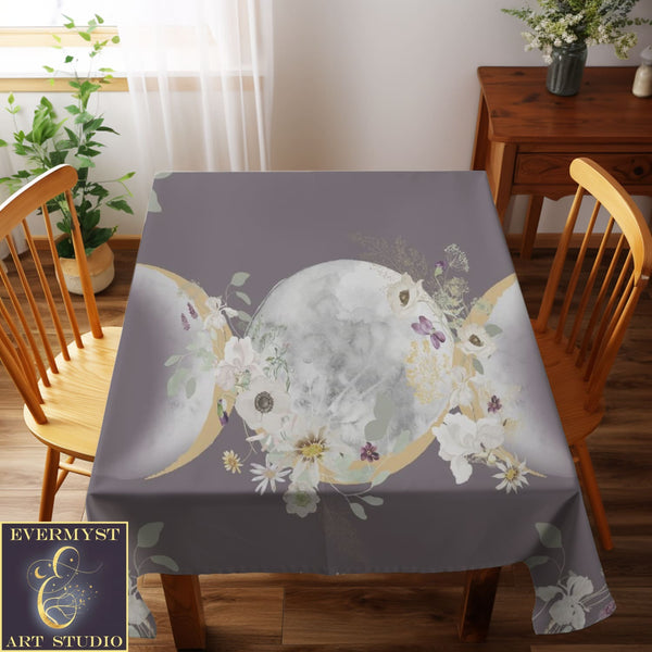 Triple Moon Altar Cloth - Violet Wildflower Design Square