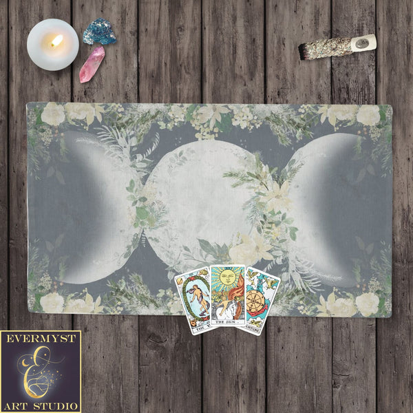 Triple Moon Altar Cloth - Winter Garden Wicca Pagan Witch Tarot Cotton Twill Rec