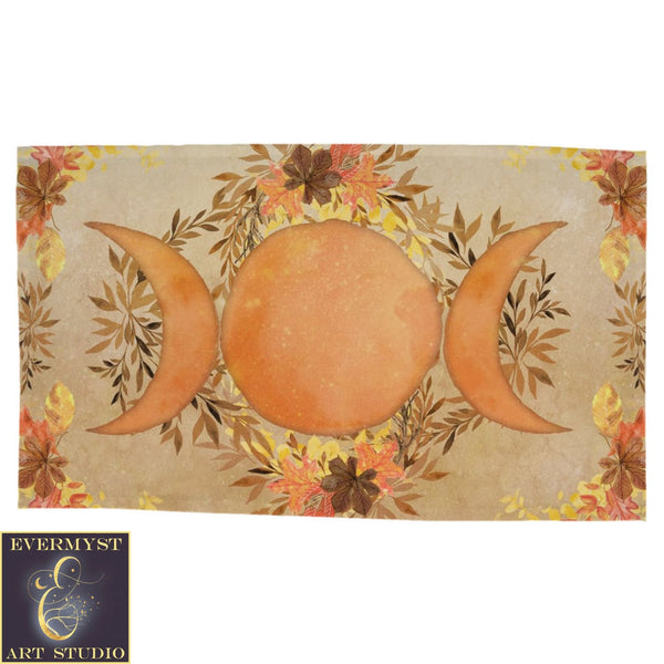 Triple Moon Altar Tarot Cloth - Autumn Equinox Wicca Decor Rec