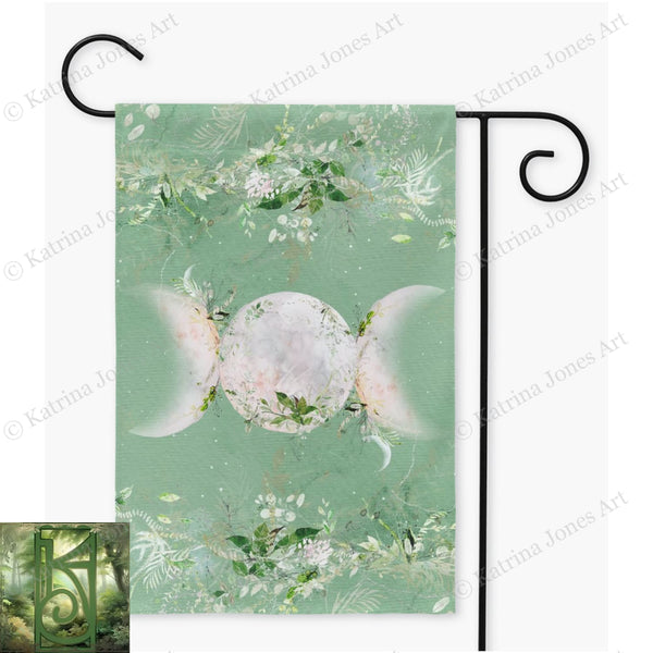 Triple Moon Garden Flag - Wicca Enchanted Decoration