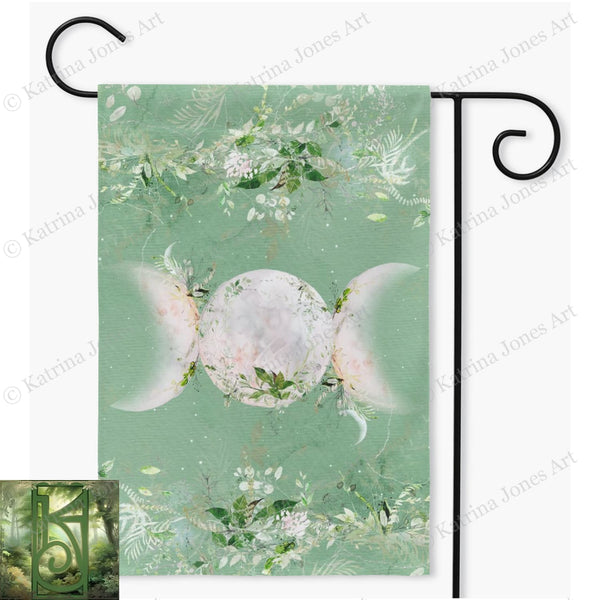 Triple Moon Garden Flag - Wicca Enchanted Decoration