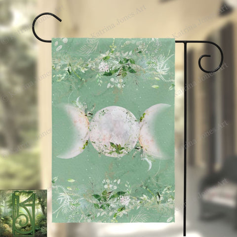 Triple Moon Garden Flag - Wicca Enchanted Decoration Single / 12X18 Inch