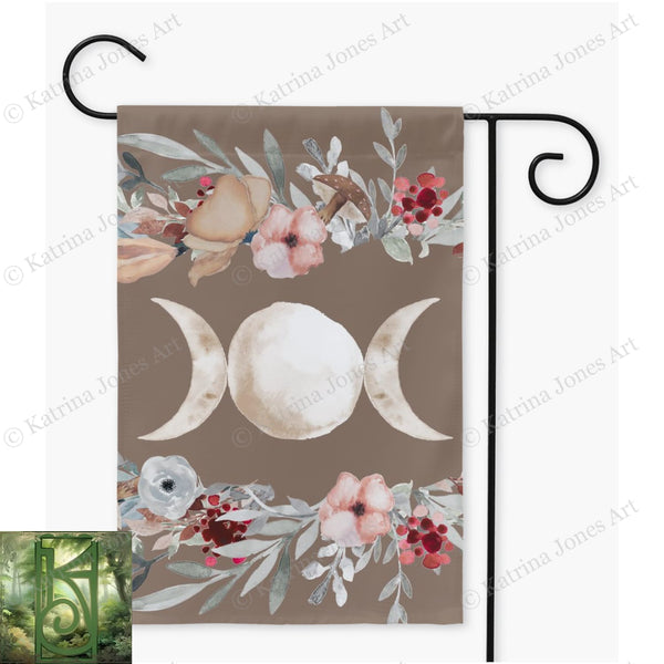 Triple Moon Garden Flag - Wicca Pagan Witchy Decor