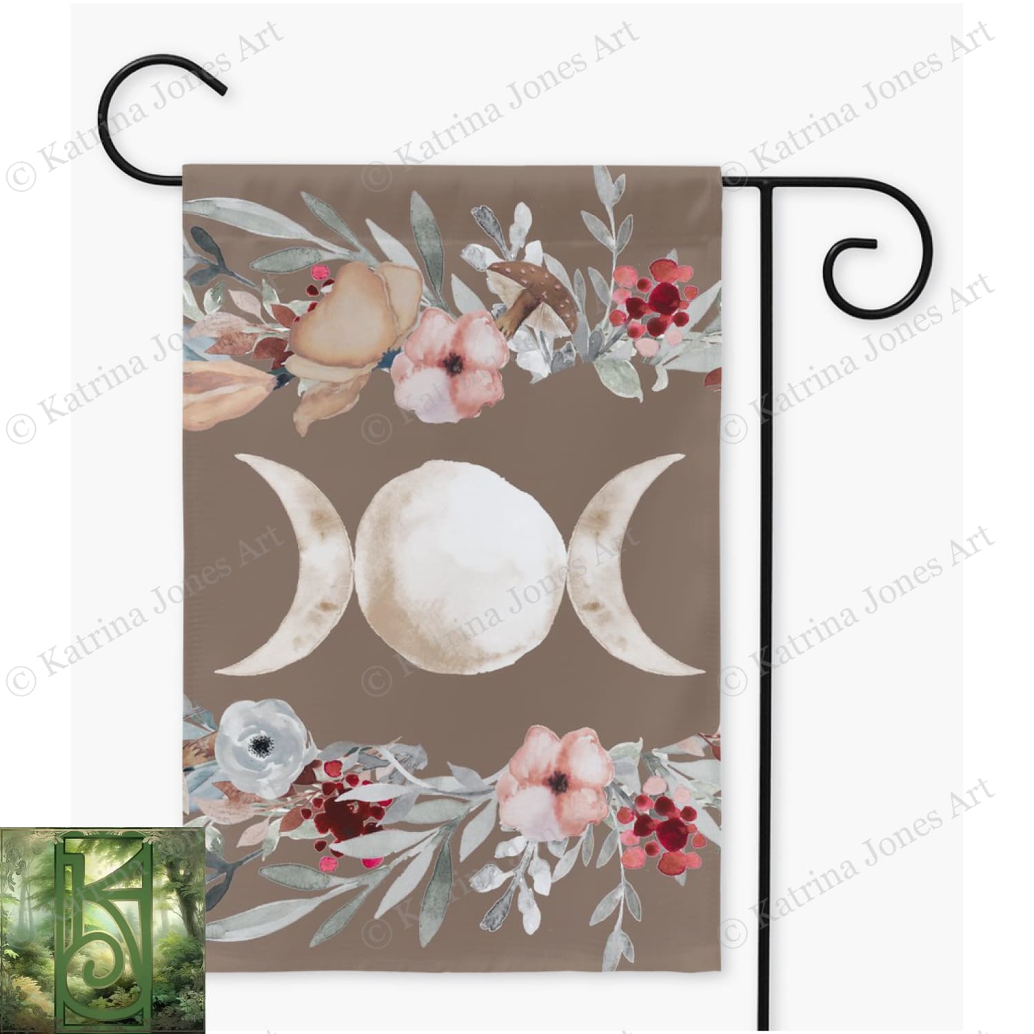 Triple Moon Garden Flag - Wicca Pagan Witchy Decor Double / 12X18 Inch